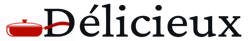 Delicieux text with a red pan illustration